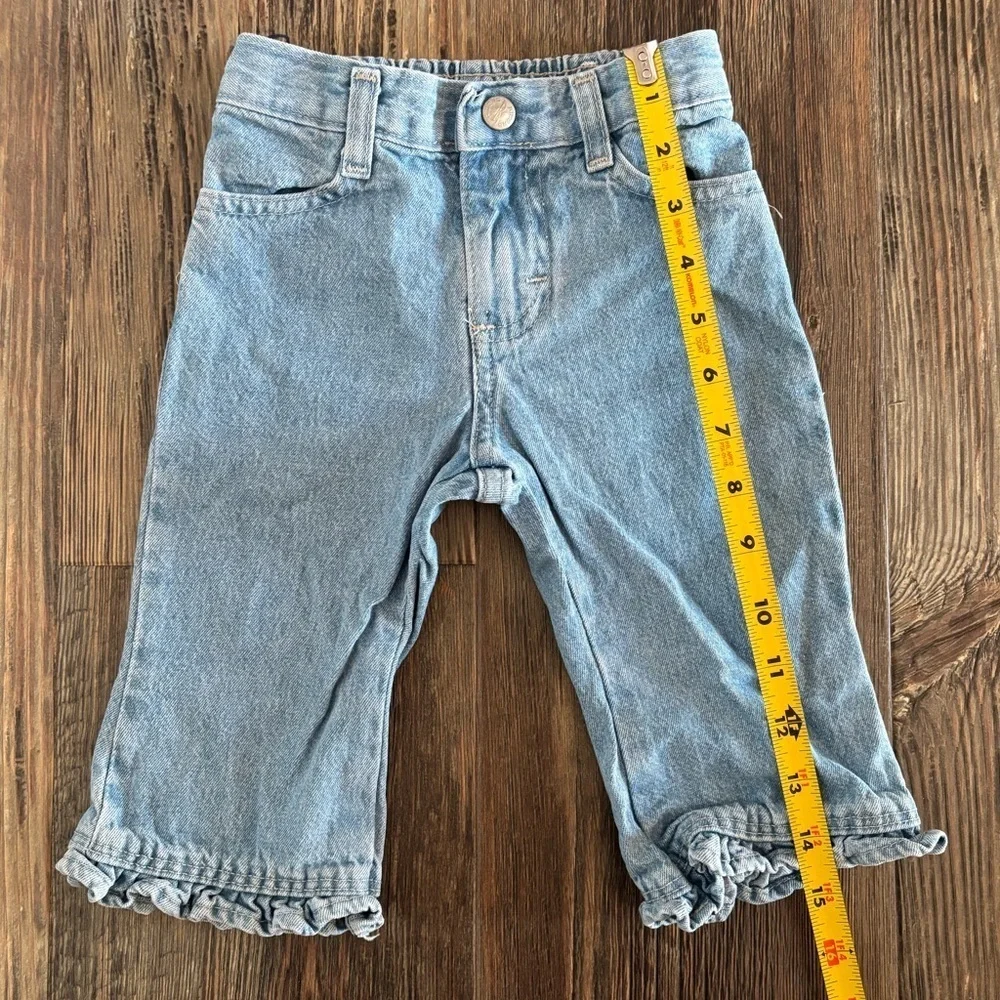 Vtg Lee Riders Baby Jeans 12 Months Light Blue Denim Ruffle Hem Elastic Waist